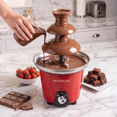 Nostalgia 24-Ounce Chocolate Fondue Fountain - color: Red, size: 3 Tier