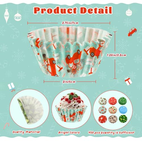 SANNIX 450pcs Christmas Cupcake Liners, Christmas Santa Claus Snowman Tree - style: Santa Style