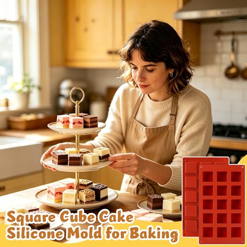 3Pcs Square Cube Cake Silicone Mold, 1.4" x 1.4" x 1.4" 3D Square Silicone Chocolate Molds for Baking, 45-Cavity Cube Jello Silicone Mold for Truffle Chocolate, Mini Brownie, Ice Cube - color: 15-Cavity Regular Square