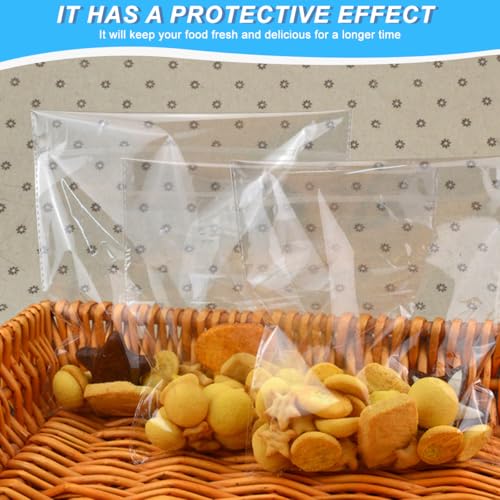 100PCS 4.5x5.5 inch Clear Automatic Sealing Flat Cello/Cellophane Bag Packaging Treat Bags Favor Bags with Self Seal Lip Adhesive Closure for Snacks Bakery Candies