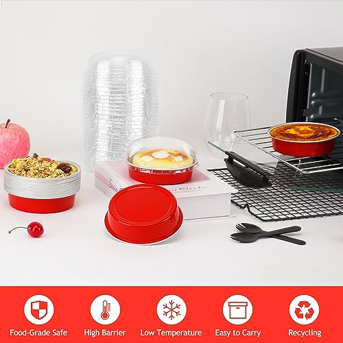 LNYZQUS 8oz Mini Pie Tins with Lids 50 Pack, 4 Inch Individual Cake Pans - color: Red