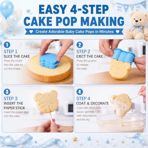 10 Pcs Baby Shower Cake Pop Molds Set with 100 Sticks - style: Baby Shower