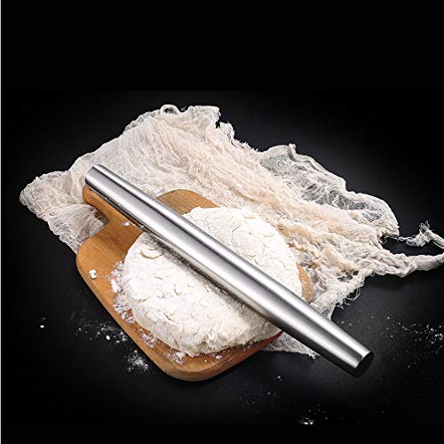 304 Stainless Steel Rolling Pin 8.9" Smooth Non-stick Dough Roller for Pastry Pasta Pizza Cookie Bread