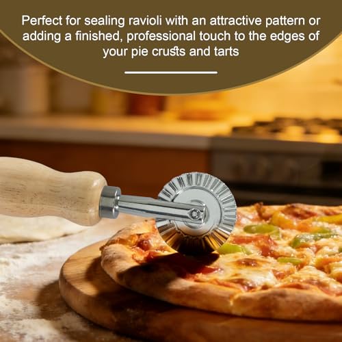 2Pcs Pasta Cutter Fluted Pastry Wheel Roller, 1.5 Inch Diameter