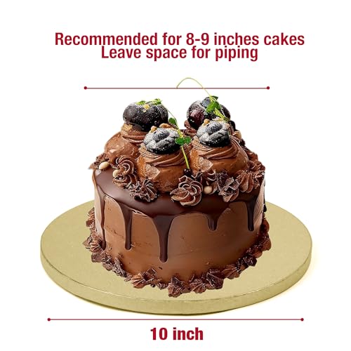 5Pcs 10 Inch Gold Round Cake Boards, 1/2inch Thick Sturdy Cake Drums with Smooth Straight Edges, Waterproof & Oil-Proof (Gold, 10") - color: Gold, size: 10"