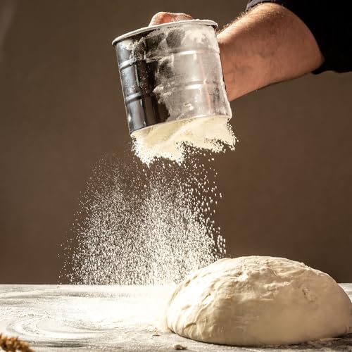 Omesata Flour Sifter 3 Cup for Baking, Crank Sifter Sieve Baker Dusting