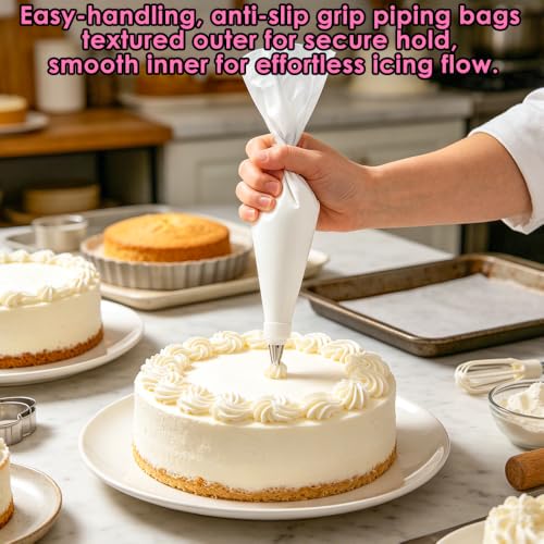 14Pcs Piping Bags and Tips Set Reusable 16" Cotton Piping Bag - color: White