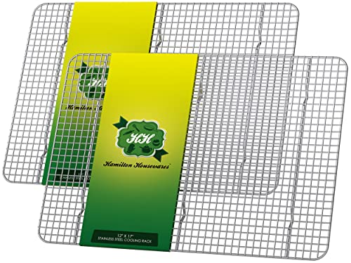 Stainless Steel Cooling Rack - Heavy Duty and Oven Safe, Good for Cooling, Baking and Roasting - Fits Half Sheet Pans - Perfect for Cookies, Cakes & More (12" x 17") - size: 12" x 17" - Set of 2