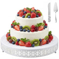 Wenqik White Metal Cake Stand 18 Inch with Cutting & Spatula - color: White, size: 18 Inch