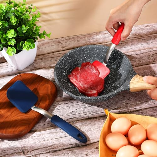 2Pcs Mini Silicone Cookie Brownie Spatula, Solid Flat, Red,Blue - color: Red,Blue, style: Solid Flat