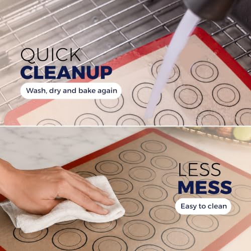 Macaron Baking Mat Silicone Non Stick, Full Sheet Reusable Pack of 2 Red - color: Macaron Baking Mats Red, size: Full Size Pack of 2