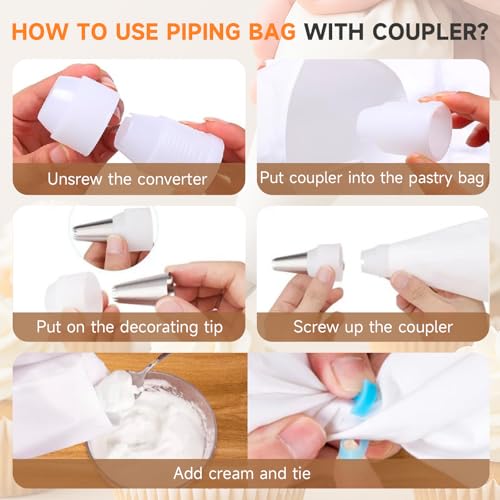 10-Piece Reusable Piping Bags and Tips Set, Cake Decorating Kit