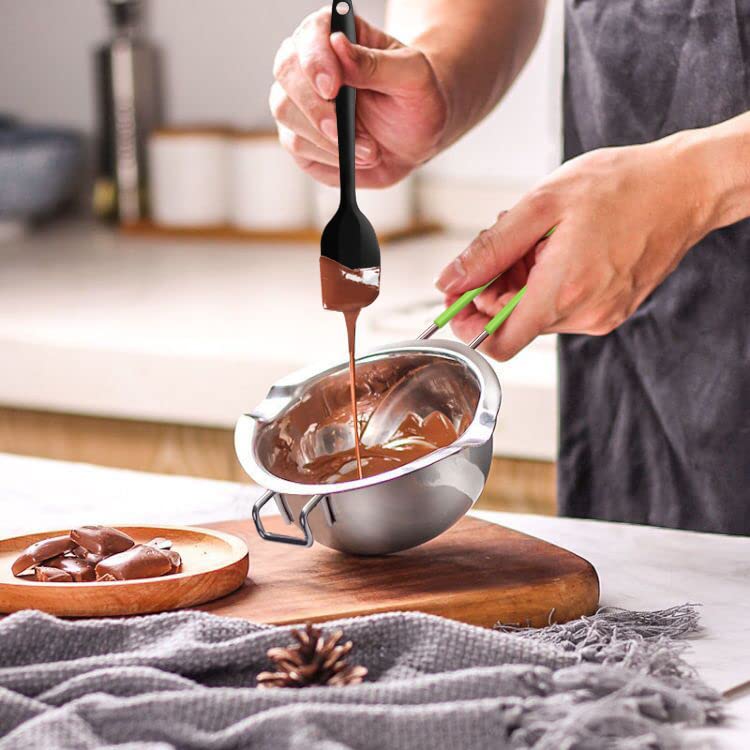 Double Boiler Pot Set, Stainless Steel Melting Pot 600ml and 1600ml,Green - size: 1600 ML+600ML Green