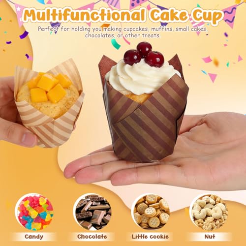 PRETYZOOM 200 pcs Tulip Cupcake Liners 3.14 inch Disposable Muffin Liners for Baking Cupcakes Small Cakes Chocolates Home Kitchen Bakery Party Wedding