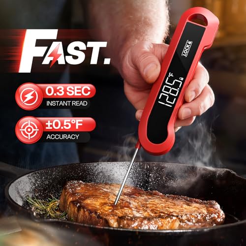 0.3 Sec Instant Read Meat Thermometer Digital for Cooking, Red - color: Cherry Red