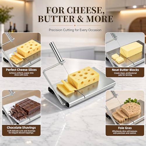 Wire Cheese Slicer for Block Cheese, 3 Extra Replacement Wires