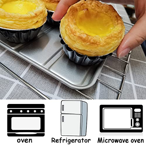 12PCS 2.6" Egg Tart Molds, Mini Carbon Steel Non-Stick Baking Pans - size: 2.6inch