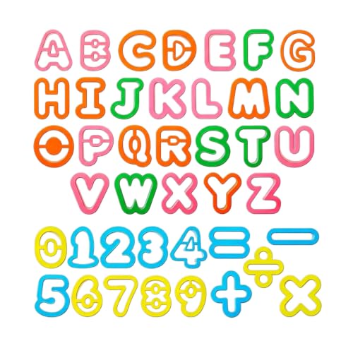 41PCS Alphabet Number Cookies Cutters Set, Letter Playdough Cutters with Mathematical Symbols, Plastic Fondant Molds for Cake Decorating Crafting