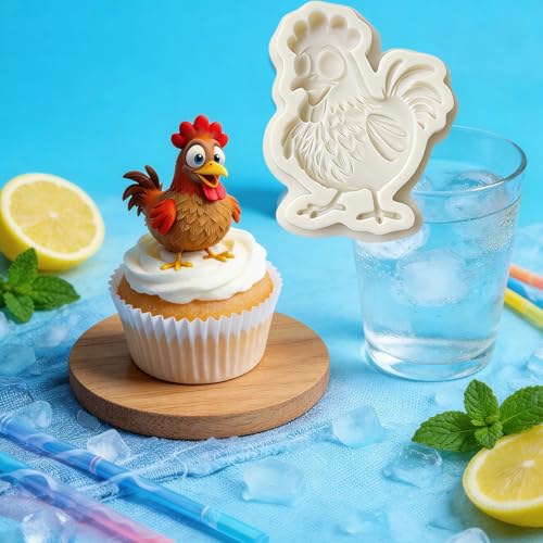 Cartoon Rooster Silicone for Fondant Candy Cupcake Toppers Desserts - color: Rooster Silicone Molds