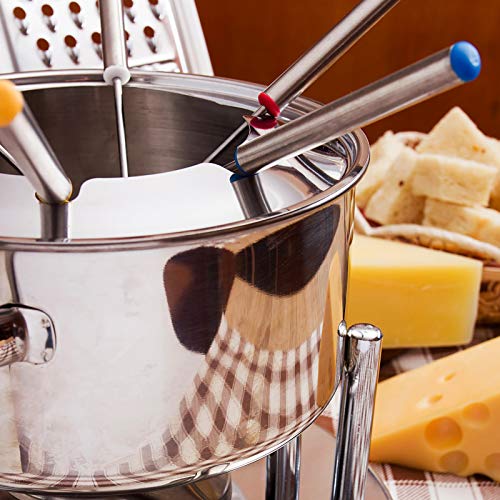 Set of 12 Stainless Steel Fondue Forks 9.5", Color Coded Cheese Fondue Forks Smores Sticks with Heat Resistant Handle for Chocolate Fountain Cheese Roast Marshmallows Dessert Fruits - size: 12-Forks
