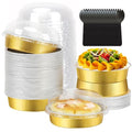 LNYZQUS 8oz Mini Pie Tins with Lids 50 Pack, 4 Inch Individual Cake Pans - color: Gold