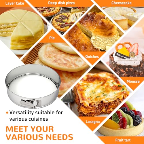 ZeroPone 9 Inch 304 Stainless Steel Springform Pan with Removable Bottom - size: 9 Inch