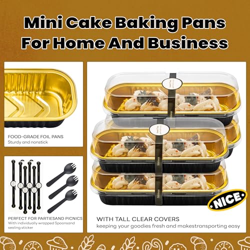 NPLUX Halloween Mini Loaf Pans, 6.8oz 60 Pack Black Gold for Gifts - color: Black