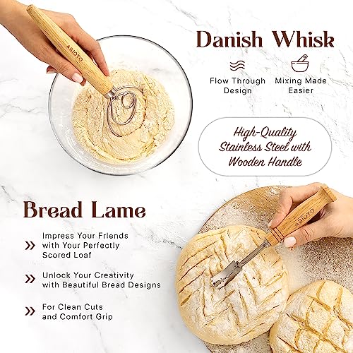 ABIOTO Banneton Baskets with Sourdough Bread Baking Supplies - 17-Piece Kit - size: 17-Piece Kit