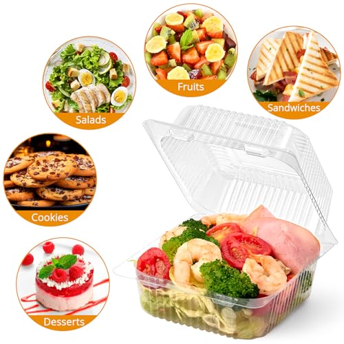 Zezzxu Disposable Square Slice Cake Containers with Hinged Lids, 100 Pack