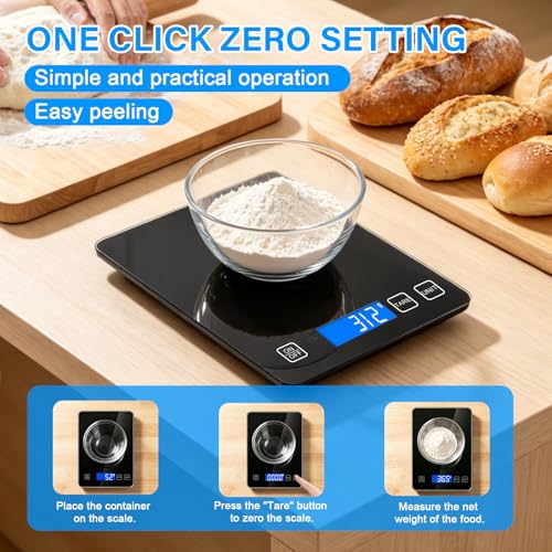 33lb/15kg Digital Scale Kitchen Food Scale Weight Grams and Ounces Pounds/Ounces/Grams be Freely Changed for Daily Use, Home Baking Stainless Steel Material Black - size: Digital Scale 15kg black