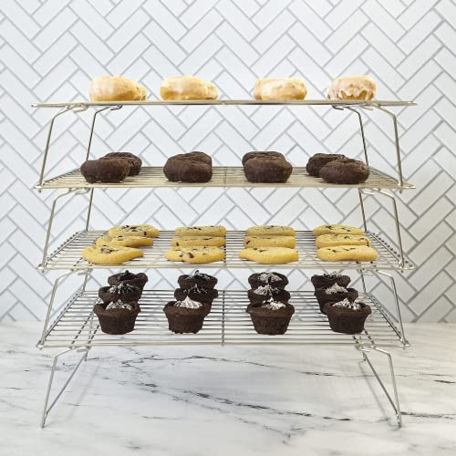 Kitchenatics 4-Tier Stackable Cooling Rack Space Saving Baking Set, 15x10" - size: 15’’ x 10’’ 4-Tier