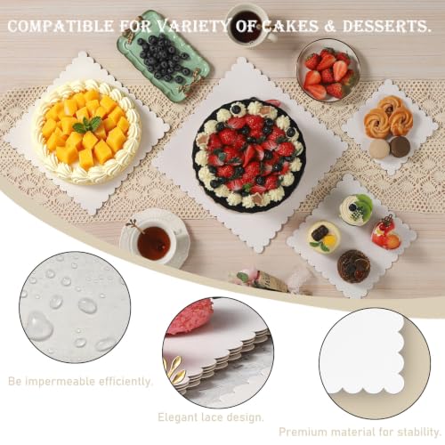 10 Pack 8 Inch White Square Cake Boards Grease Proof Heavy Duty Cardboard Base Disposable Trays for Desserts Pastries Display - size: 8''