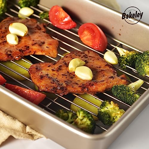 13 Inch Baking Pan With Rack Carbon Steel Nonstick Tray for Oven Roasting - size: 13 Inch Deep