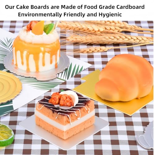 100 Pcs Mini Cake Boards for Baking Dessert,9 * 8.4 cm(Gold) - color: Gold