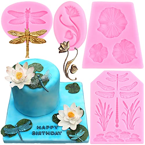 ZiXiang Dragonfly Silicone Molds Lotus Flower Leaf Fondant Mold Set Of 4 - color: Style B