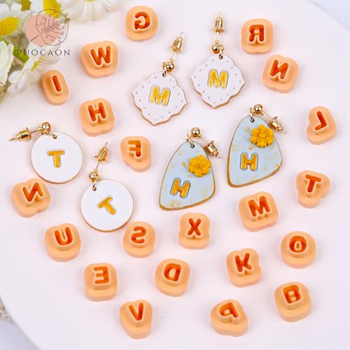 Puocaon Letters Polymer Clay Cutters - 26 Pcs Uppercase & Lowercase Letters for Jewelry, 3D Print & More