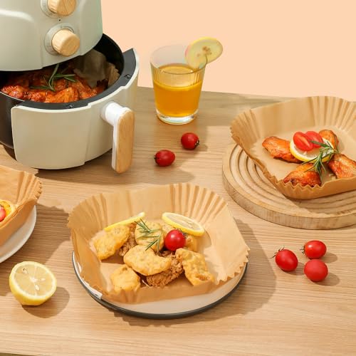 Air Fryer Liners Disposable Paper,100Pcs Airfryer Paper Liners,Non Stick Parchment Paper Liners,Food Grade Air Fryer Accessories for Microwave Oven Steamer 6.3inch Square - size: 6.3”Square