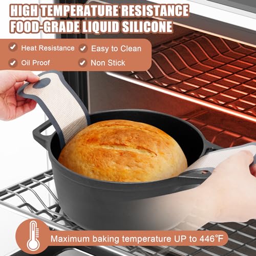 Silicone Bread Sling, 2 Pcs Silicone Baking Sling with Longer Handles, Non-Stick & Easy Clean Dutch Oven Baking Mat to Transfer SourDough Easily, Reusable Bread Mat Set - color: 2 Pcs Grey Round