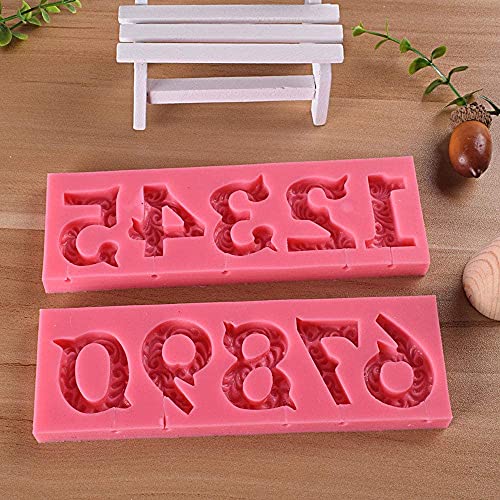 Number 0-9 3D Embossed Fondant Gum Clay Silicone Molds Set with Stick Hole