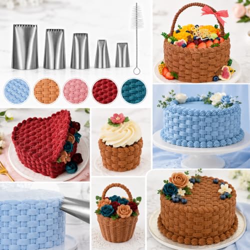 5 Pack Duyas Para Decorar Pasteles Piping Tips with Brush