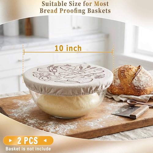 Elastic Bread Proofing Bowl Covers 2-Pack with Waterproof Liner - color: 10 Inch