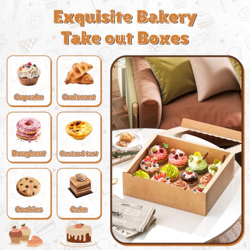 RYDDOY 12 Pack Brown Cupcake Boxes, Hold 12 Count Cupcake, Cupcake Carriers - color: Brown