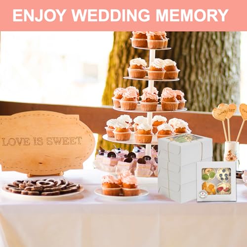 OAMCEG Cupcake Boxes with Window, 6x6x3 Inches Cookie Boxes,50 Pack,White - color: white-stickersA-50pcs