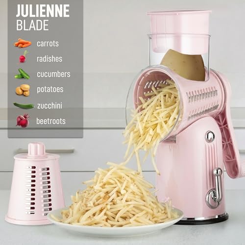 Rotary Cheese Grater Hand Crank, Vegetable Shredder - Classic Pink - color: 28 - Pink