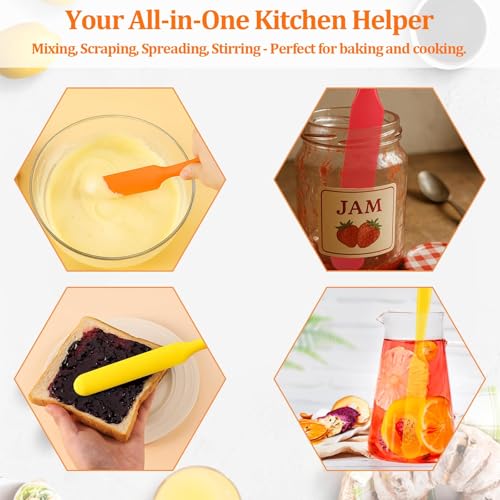 3 Pack Silicone Jar Spatula Small Silicone Spatulas Mini Jar Scraper for Peanut Butter, Mayo, Jams Flexible Kitchen & Baking Tools (Red, Orange, Yellow) - color: Red, Orange, Yellow