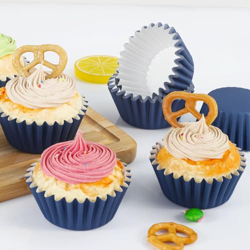 Caperci Heavy Duty Navy Cupcake Liners Standard Muffin Baking Cups 150pcs - color: Navy Blue