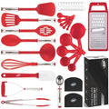 Kitchen Utensils Set 35 PCS Cooking Utensils Set, Nonstick and Heat Resistant Nylon Stainless Steel Silicone Spatula Set - Kitchen Gadgets Home Essentials Kitchen Accessories, Apartment Must Haves - color: Red