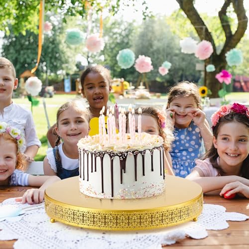 Wenqik Gold Metal Cake Stand 18 Inch with Cutting & Spatula - color: Gold, size: 18 Inch