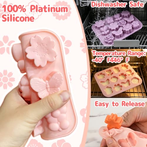 Flower Ice Cube Mold, Flower Chocolate Candy Molds 24-Cavity - color: Flower, Pink + Purple