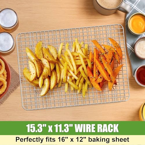 Homikit Stainless Steel Large Cooling Racks Set, 15.3x11.3 Inch, Rust Free - size: 15.3" x 11.3"